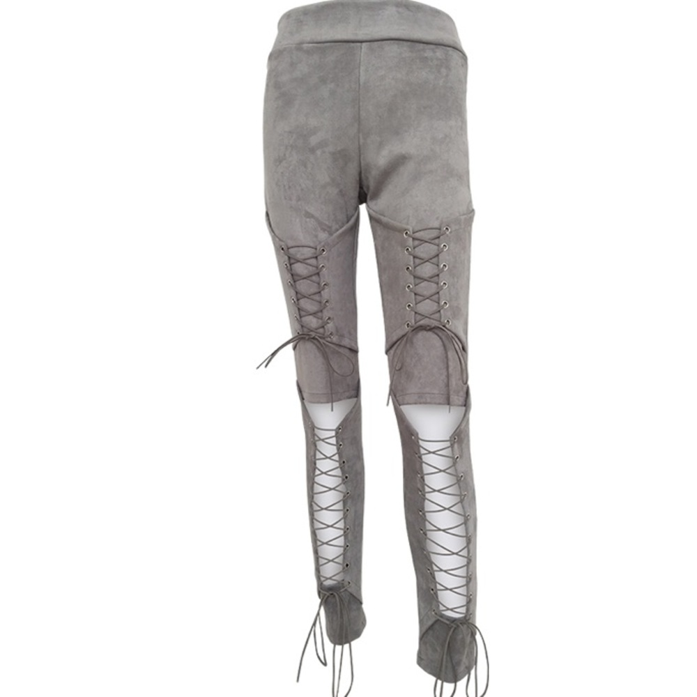 NEW! Suede Lace-up Pants - Picture 2 of 6